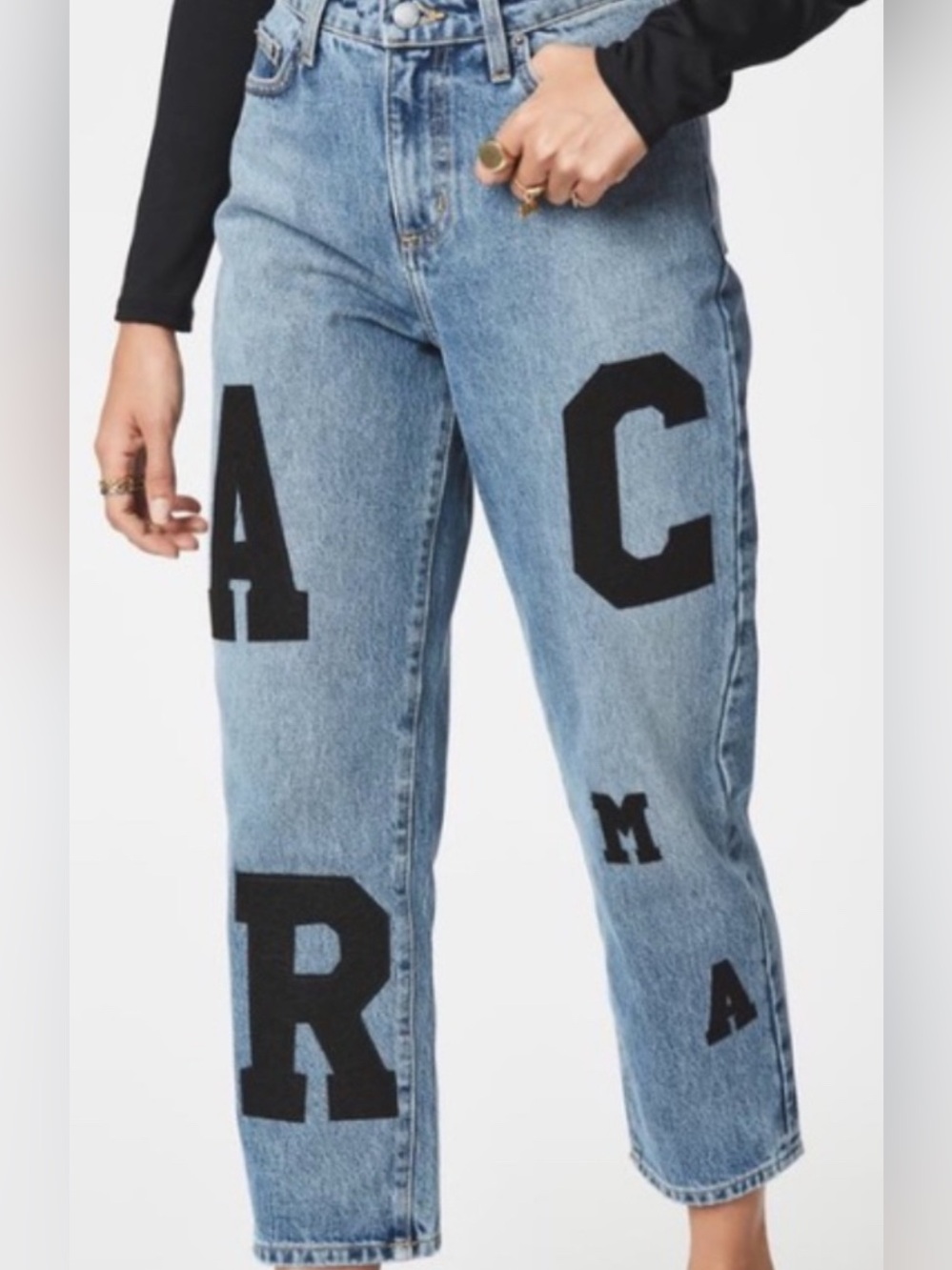 ⭐️Carmar Hermia Spell It Out Jeans featuring bold black felt letter ⭐️